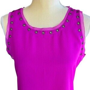 WORTHINGTON Blouse Top Size S High-Low‎ Sleeveless Fucsia / Fuchsia